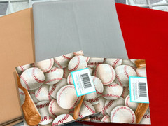 Baseball Quilt Bundle 3 yd Fabric w 2 FQ Red Gray Tan Americana Made in USA
