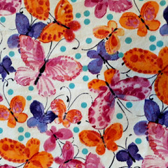 1 YD Joann Snuggle Soft Flannel Fabric Butterfly pink orange purple white 42″