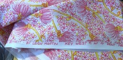 KEY WEST Hand Print Bennet by Leigh Martin FABRIC Neon Pink Floral 45 x 72″ 2 Y