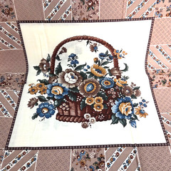 Cranston Print Works Company Two Piece Quilting Panel Brown Floral Country