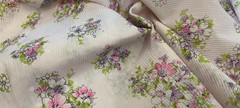 PINK & PURPLE FLORAL CLUSTERS POLYESTER VOILE- 2 1/8 YARDS