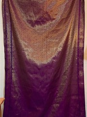 3.3 Yards Extra-Wide Art Silk Banarasi Brocade Fabric Magenta & Gold ~35″x 120″