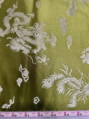Arisa OLIVE Dragon Brocade Chinese Satin Fabric for Cheongsam/Qipao, Apparel, C