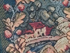 VTG Plaid Tartan Tapestry Fabric English Cottage Berries, Medallions 55” BTY