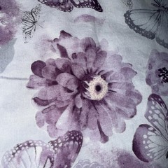 VTG Joann Fabrics Keepsake Calico Purple/Gray Flowers/Butterflies 108” X 42”