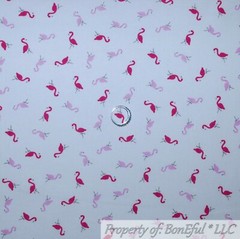 BonEful Fabric FQ Cotton Quilt Pink White Flower Damask Unicorn Deer Tree Garden