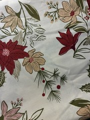 2 Yards MODA Old World Yuletide Christmas Pointsetta On White Greenery Cotton