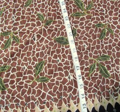 1 yd x 54″ Rayon Fabric Single Border Elephants with Brown Animal Print & Leaves