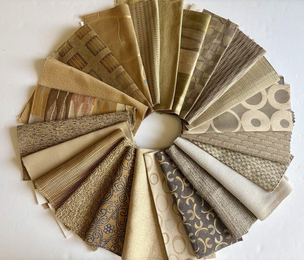 25 Upholstery Fabric Samples Warm tones Neutrals Surprise Extras included.