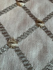 1.5 Yard Remnant of Gray, Yellow and White Embroidered Diamond Home Decor Fabric