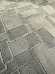 Vintage 70’s Grey Velvet Upholstery Fabric Modern Geometric Print 3+ yards x 58″