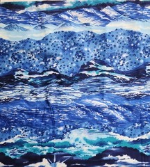 Vintage Ocean Waves Landscape Quilt Fabric by Hancock BTHY x 44″ WOF