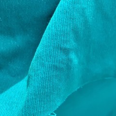 Peacock Turquoise Corduroy Fabric Ribbed Cotton 4.25 Yards Silver Accents 153×43