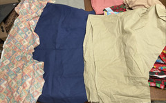 Scrap Fabric Lot Cotton Solids Prints Mixed Themes Quilt Crafts Over 3.5 lbs