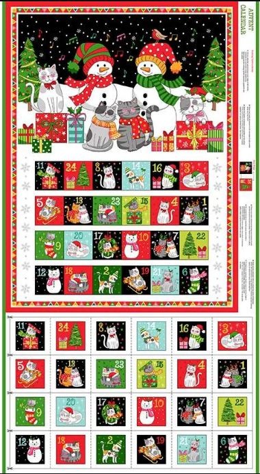 23″ X 44″ Panel Santa Paws Advent Calendar Panel Snowmen Cotton Fabric D411.10