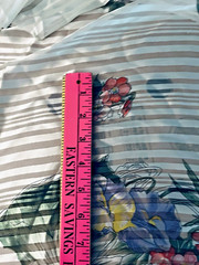 VTG Semi Sheer Large Floral Silk w/Satin Stripe w/ Border Print 45″ X 189″