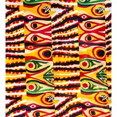 African Print, Satin Fabric – Yellow, Red,”Khemet Pepper”, Yard or Wholesale