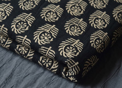 Black & Beige Hand Block Fabric 1 Yard 100%Cotton NO TARRIF CHARGES 100%✅ KK16