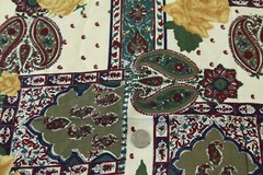 2Y x 60″ Vintage 80s 90s Rayon Paisley Floral Rose Fabric Maximalist Ornate Bold