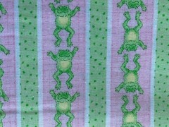 SIGNATURE CLASSICS~Oakhurst Textiles Fabric~JUMPING FROGS STRIPE ROW~Green Pink~