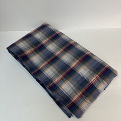 3.5 YARDS Vintage Lightweight FABRIC Plaid Blue 60” Wide – Large 128×60” Piece