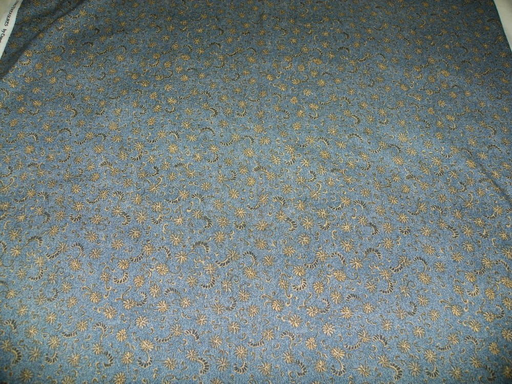 Blue-Gray Floral Cotton Fabric 3 Yards x 43 Inches Wide