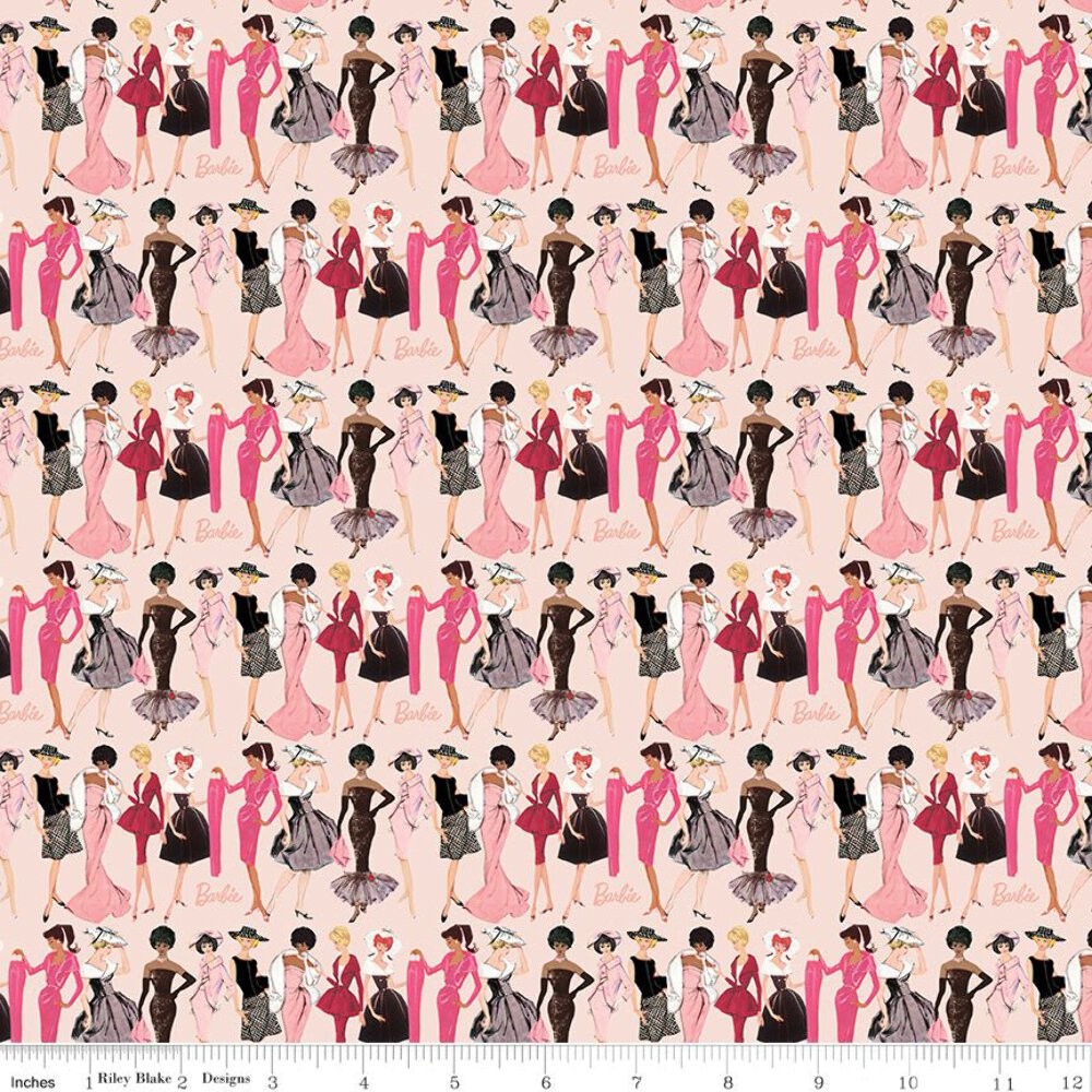 Barbie™ Vintage Fashion Blush Fabric by the Yard or Fat Quarter – Riley Blake De