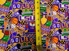 LSU “TIGERS” DOODLE DESIGN BRAND NEW 1/2 YARD 100% COTTON