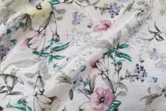 53”Wide By Yard Floral Mulberry Silk Cotton Gauze Shirt Fabric Lining Natural