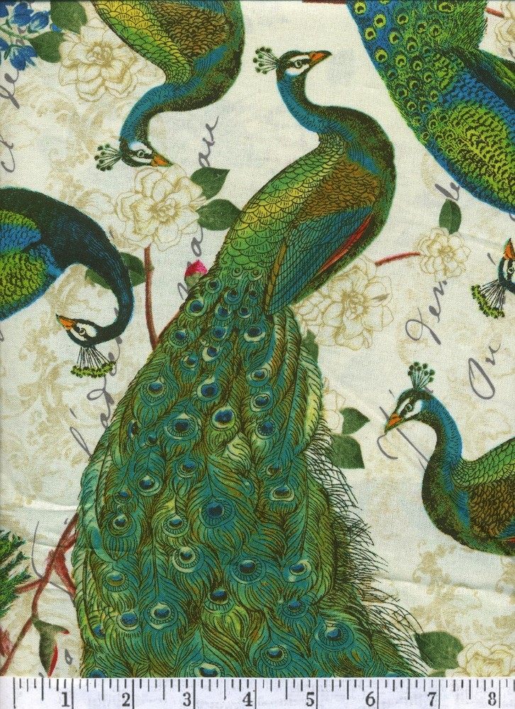 Large Peacock Arbor – Quilt Fabric – Fat Quarter