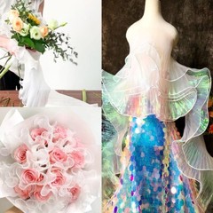 Lace Mermaid Organza Ruffled Transparent Iridescent For Dress Patchworks Sewing