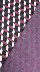 Purple Gray Pink Mauve Black Diamond Print Knit Fabric BTY #13