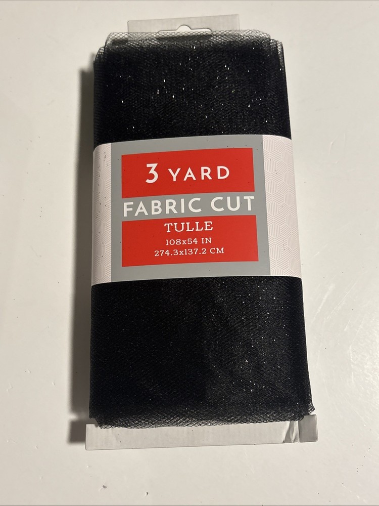 3 Yards Black Glitter Tulle 108”x 54” New