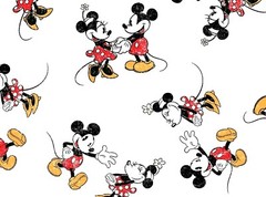 FAT QUARTER DISNEY FABRIC MICKEY MINNIE VINTAGE SCATTERED RETRO 100% COTTON FQ
