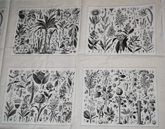 Andover Fabrics Cotton Fabric Panel Floral Botanical Quilt Blocks HTF OOP