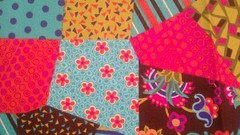 Fabric Benartex “Celebration 3” Crazy Patchwork Design Aqua, Moss Green $4.25