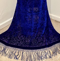 Blue Purple Silk Chiffon Velvet Burnout Scarf 40”x40” Wide
