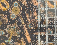 Custom 100% Cotton Woven Fabric Lord Of The Rings Elements By The 1/4 Yard 9×56