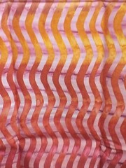 Batik Cotton Fabric – Pink/Orange Background w/Red Lines, 37″ L x 44″ W