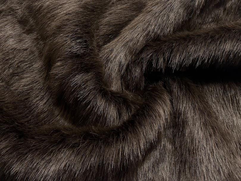 Super Luxury Faux Fur Fabric Material SUEDE BACKED DARK BROWN
