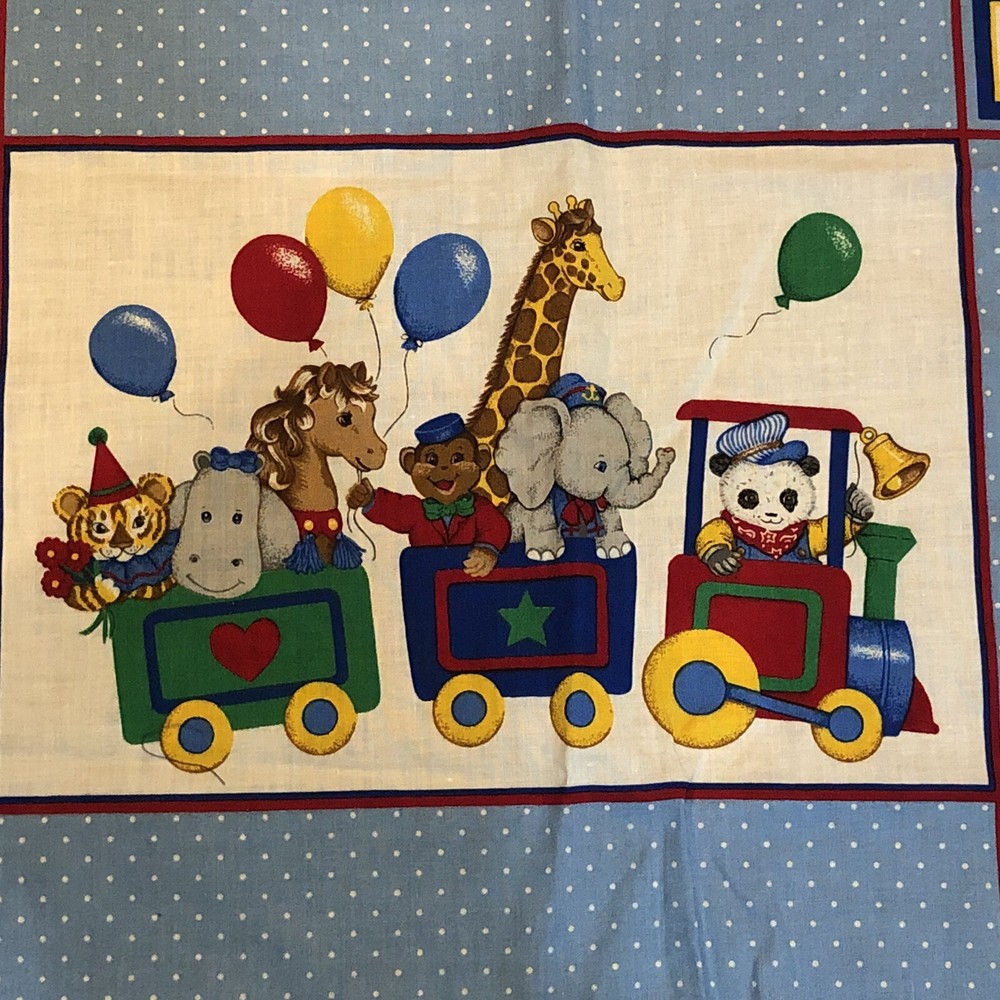 VIP Cranston ABCD ZOO TRAIN Fabric Pillow Panel 100% Cotton USA 16 x 13 Wall Art