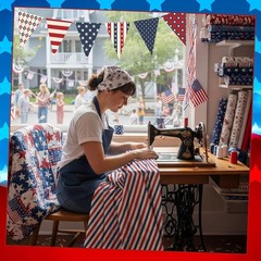 20 Pcs 10×10” Patriotic Quilting Fabric Square Red White Blue Precut Fabric …