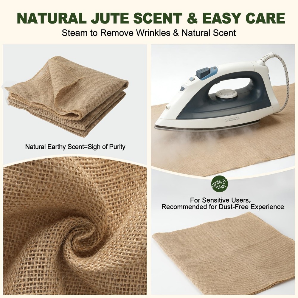 Natural Burlap Fabric Roll 19.7 Inches x 6.5 Ft Jute Cloth For Crafts Plant Wrap