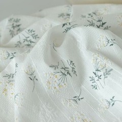 Lace Fabric Fresh Small Flower Leaf Printed Embroidery Cotton Fabric By the Yard