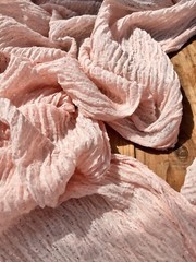 Light Pink Textured Linen Cotton Blended Fabric By 2 Meters.