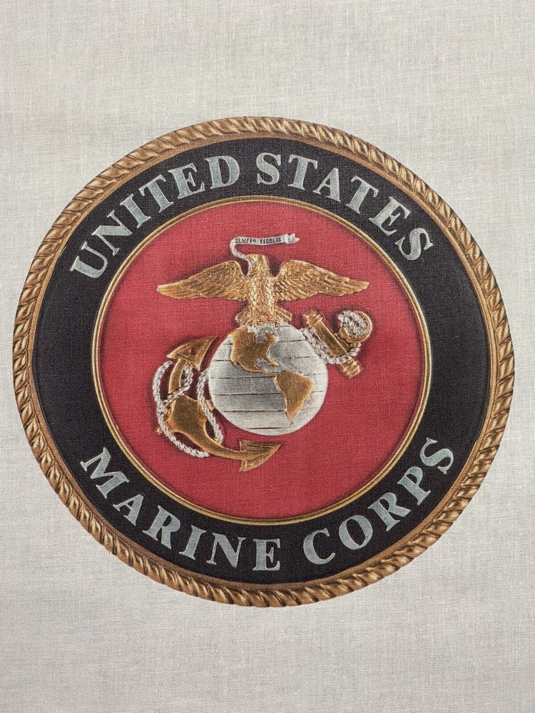 2 United States Marine Corp Quilt Block Veteran Military Fabric Seal Wall #5