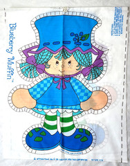 Vtg Blueberry Muffin Fabric Panel Cut Sew Stuffed Doll Strawberry Shortcake 1981