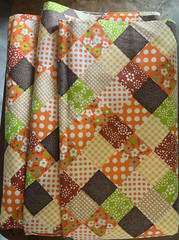 VTG 1970s Cotton Fabric Faux Patchwork Remnant Crafts Quilts Clothes 204″ x 38″