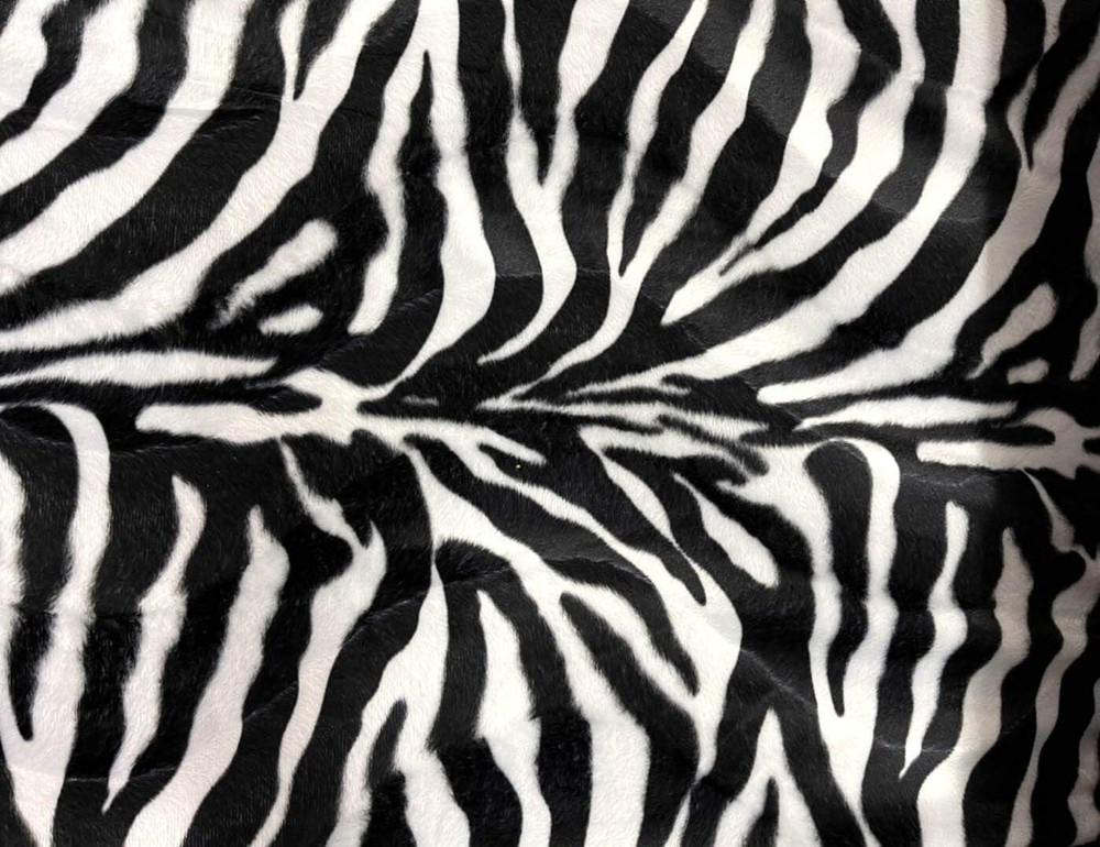60″ Zebra Animal Pattern Short Pile Smooth Faux Fur Velboa S-Wave Fabric BTY