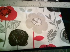 WASHED & IRONED Floral Red, Black & Gray on White FQ 18″ X 22″ Cotton Fabric